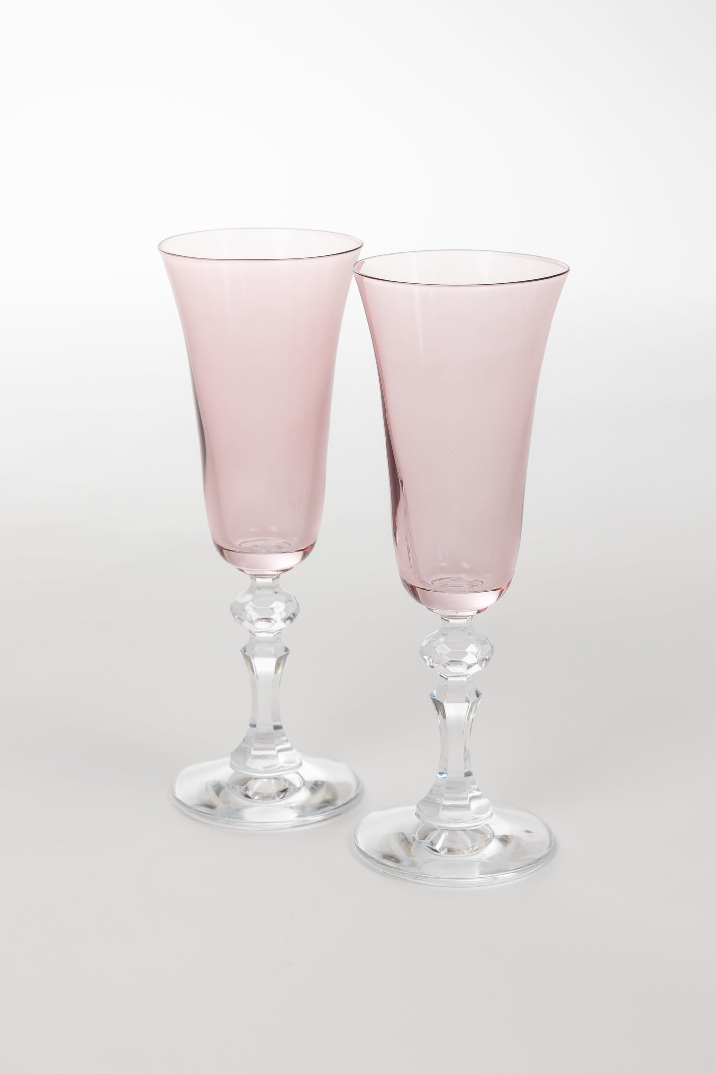Estelle Colored Regal Flute With Clear Stem - Set of 2 {Rose}