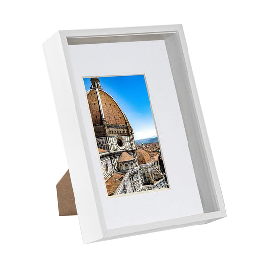 White A4 (8 x 12) 3D Deep Box Frame with A5 Mount