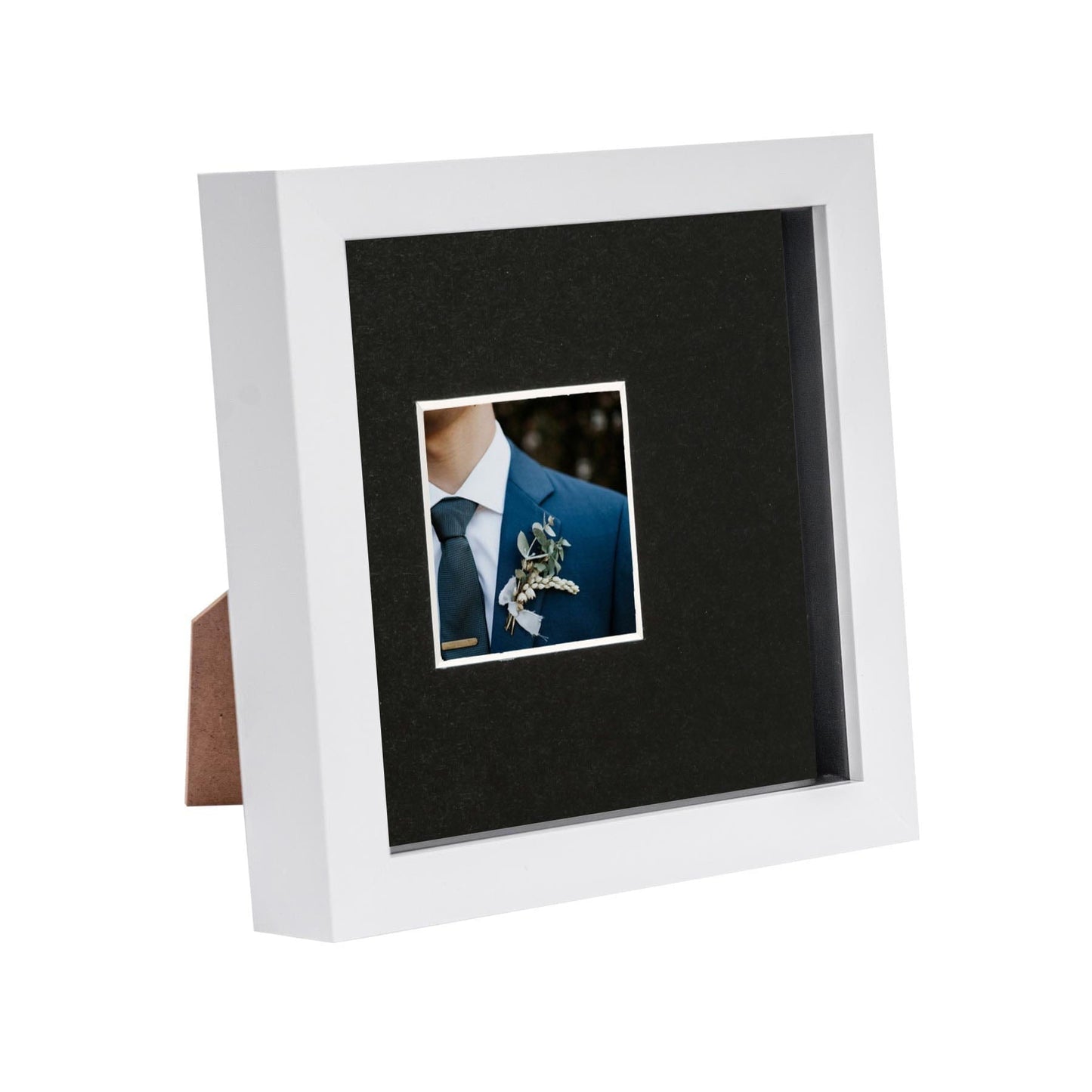 6 x 6 White 3D Box Photo Frame with 2 x 2 Mount