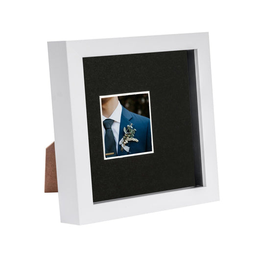 6 x 6 White 3D Box Photo Frame with 2 x 2 Mount