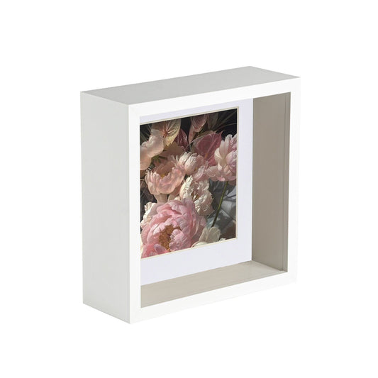 6 x 6 3D Deep Box White Photo Frame with 4 x 4 Mount
