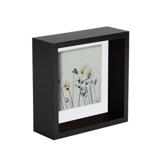 6 x 6 3D Deep Box Black Photo Frame with 4 x 4 Mount