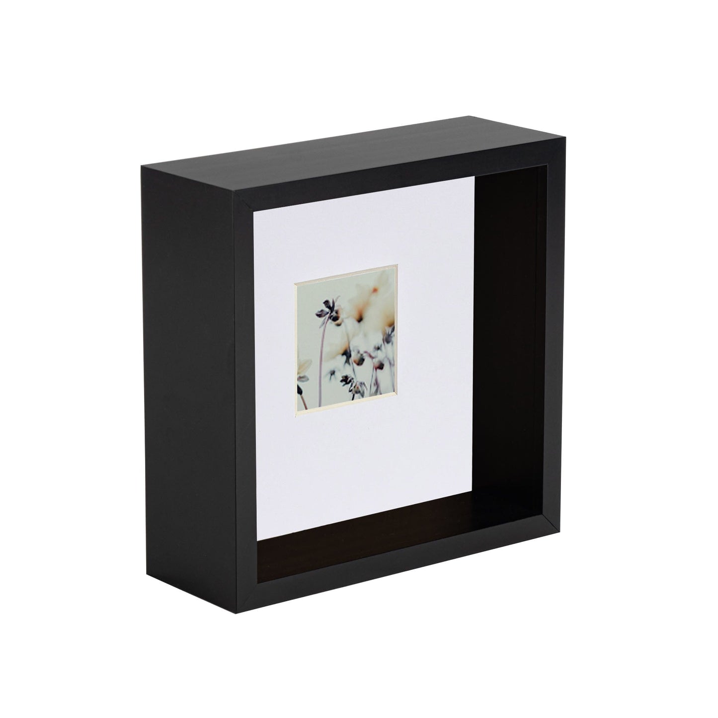 6 x 6 3D Deep Box Black Photo Frame with 2 x 2 Mount