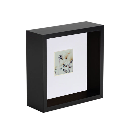 6 x 6 3D Deep Box Black Photo Frame with 2 x 2 Mount