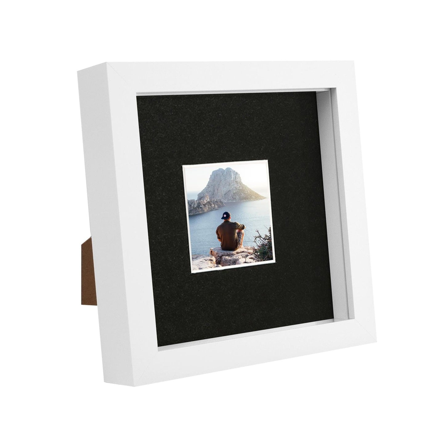 6 x 6 White 3D Box Photo Frame - with 2 x 2 Mount