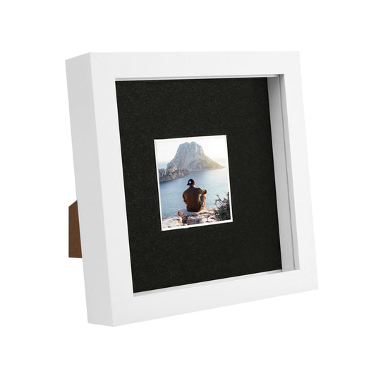 6 x 6 White 3D Box Photo Frame - with 2 x 2 Mount
